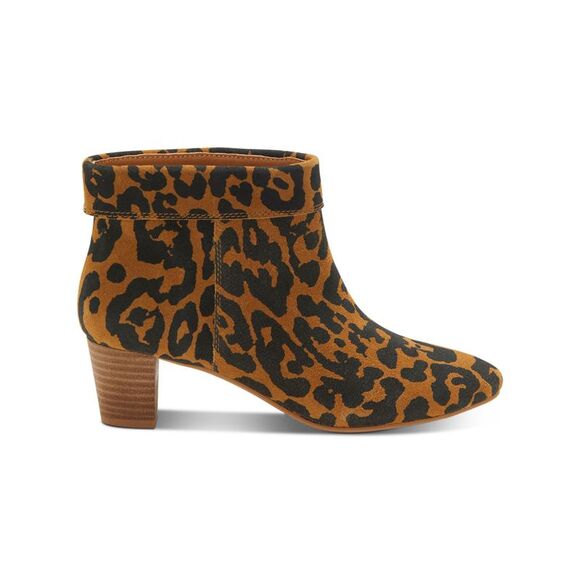 LUCKY BRAND Womens Brown Zaprika Toe Block Heel Slip On Leather Booties 7